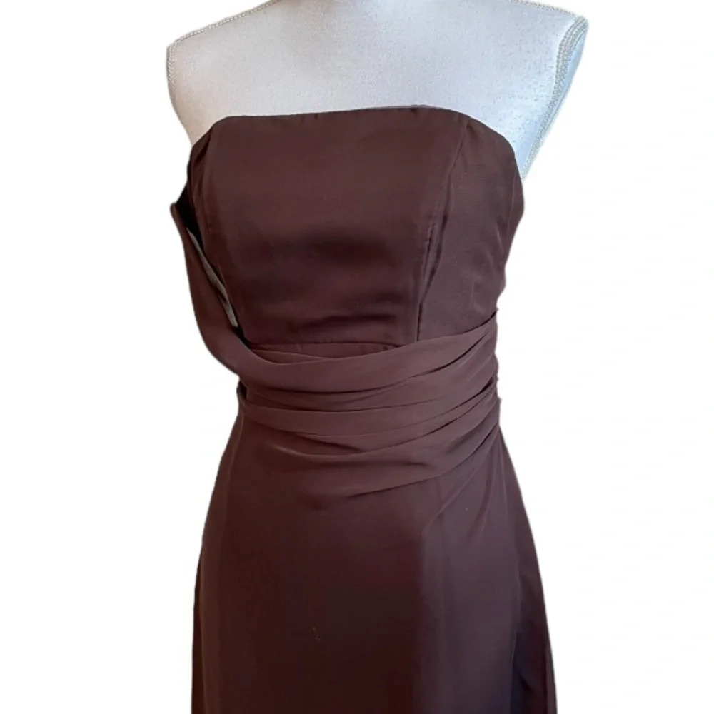 Anthropologie WToo by Watters&Watters chiffon strapless draping bridesmaid dress - Picture 3 of 11